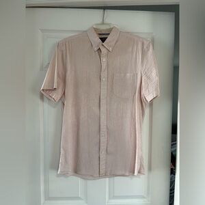 1901 Men’s Slim Fit Short Sleeve Seersucker Shirt White with Red Stripe - Size M